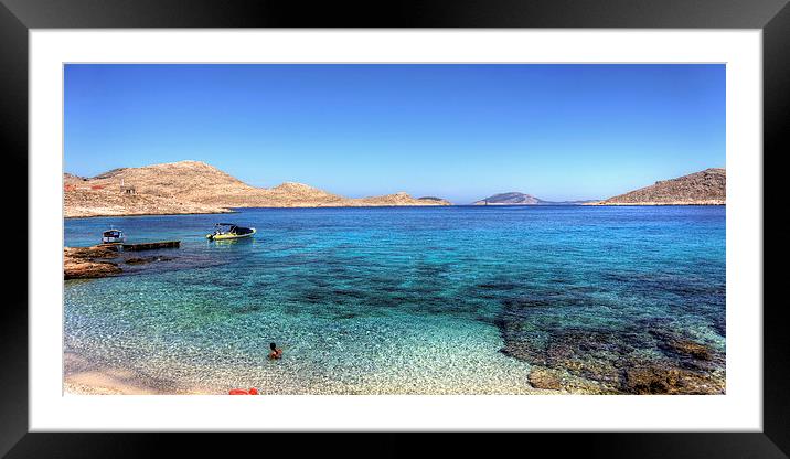 The Bay at Ftenagia Framed Mounted Print by Tom Gomez