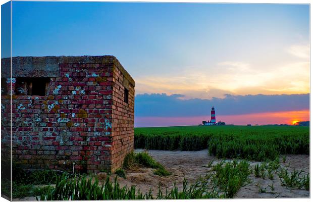 Happisburgh Lighthouse at Sunset Canvas Print by Christopher Hill