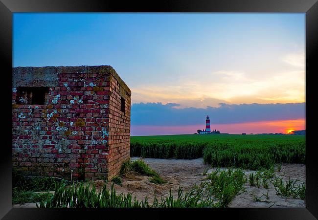 Happisburgh Lighthouse at Sunset Framed Print by Christopher Hill