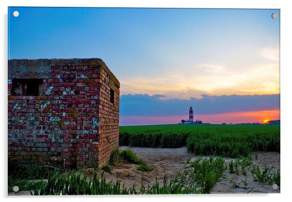 Happisburgh Lighthouse at Sunset Acrylic by Christopher Hill