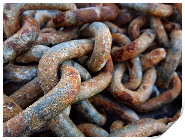 rusted chains Print by Heather Newton