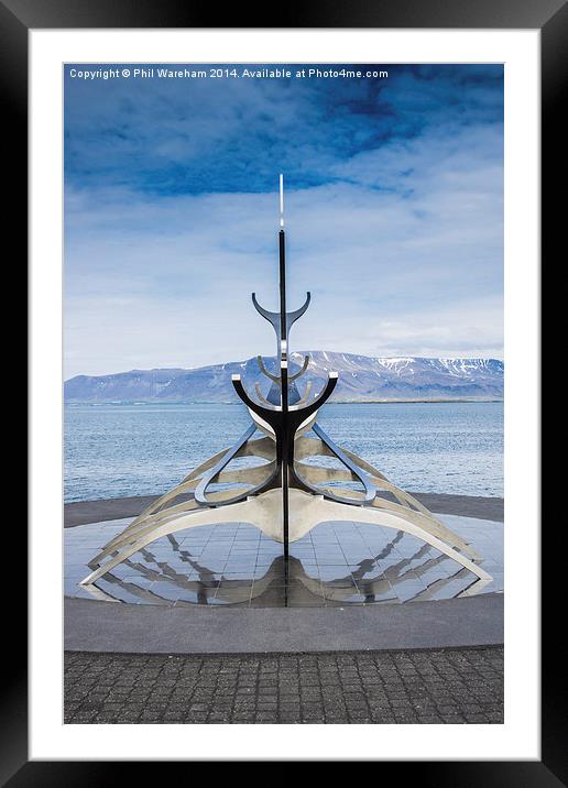Viking Longboat Sculpture Reykjavik Framed Mounted Print by Phil Wareham