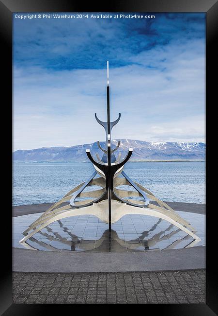 Viking Longboat Sculpture Reykjavik Framed Print by Phil Wareham