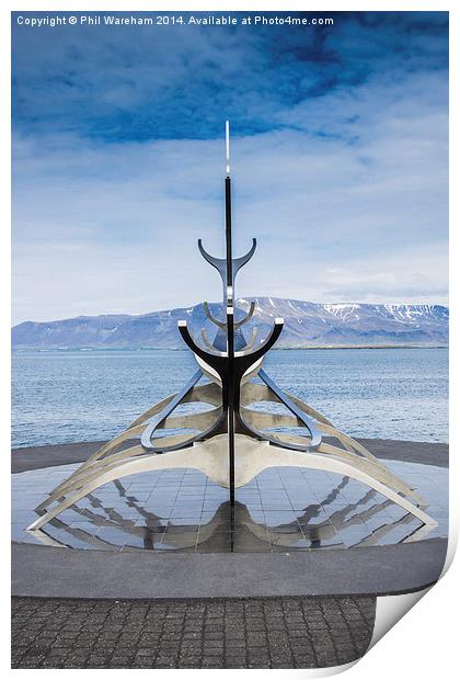 Viking Longboat Sculpture Reykjavik Print by Phil Wareham