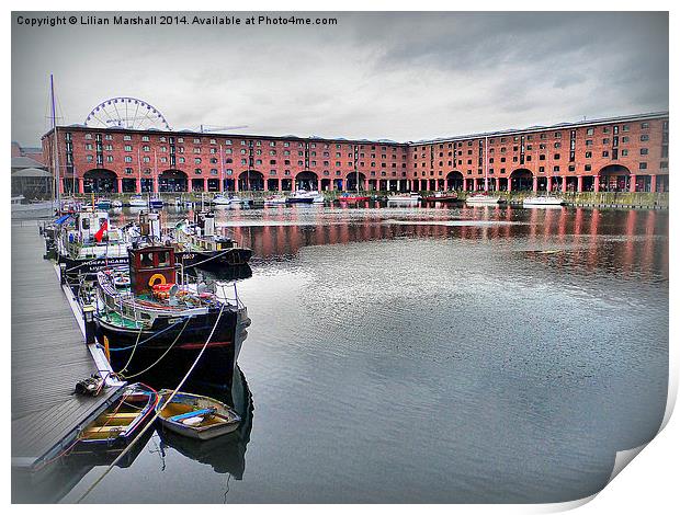 Albert Dock. Print by Lilian Marshall