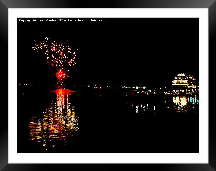 Fireworks on the River Mersey Framed Mounted Print by Lilian Marshall