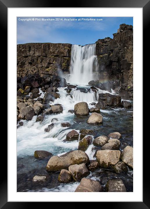 Waterfall at Thingvellir National Park Framed Mounted Print by Phil Wareham