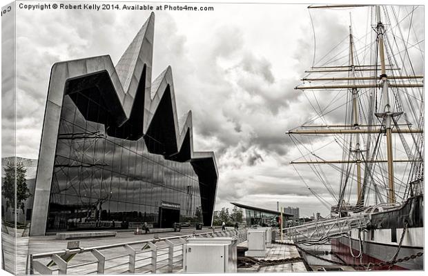 Glasgow Riverside Museum & Glenlee Tall Ship in Gl Canvas Print by Robert Kelly