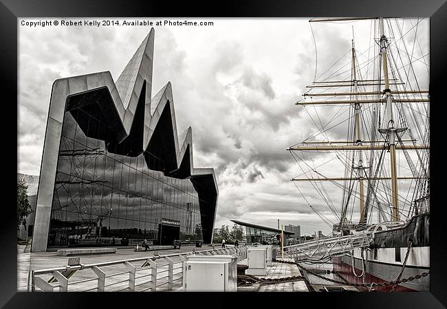 Glasgow Riverside Museum & Glenlee Tall Ship in Gl Framed Print by Robert Kelly