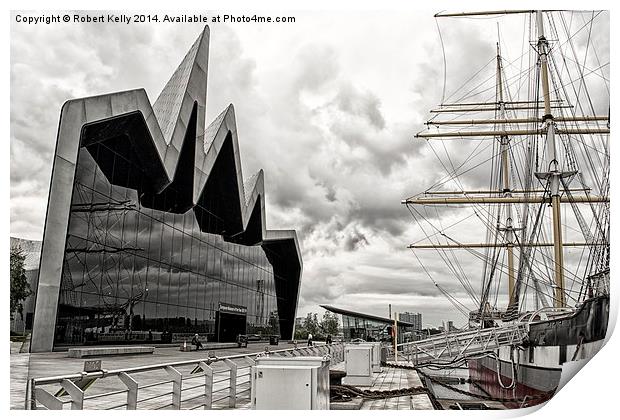 Glasgow Riverside Museum & Glenlee Tall Ship in Gl Print by Robert Kelly