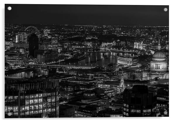 London city skyline at night Acrylic by andy myatt