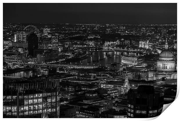 London city skyline at night Print by andy myatt