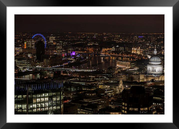 London City skyline at Night Framed Mounted Print by andy myatt