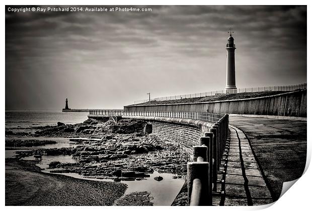 Roker Lighthouses Print by Ray Pritchard