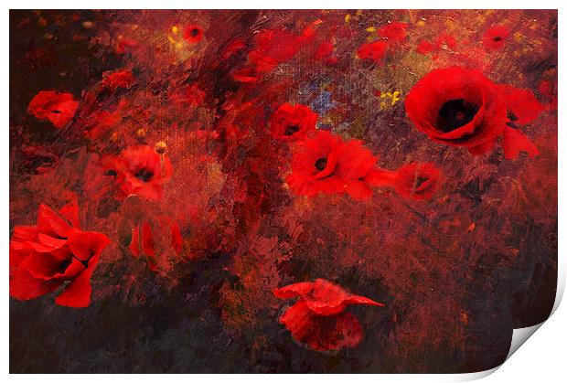 A Chaos of Poppies Print by Dawn Cox