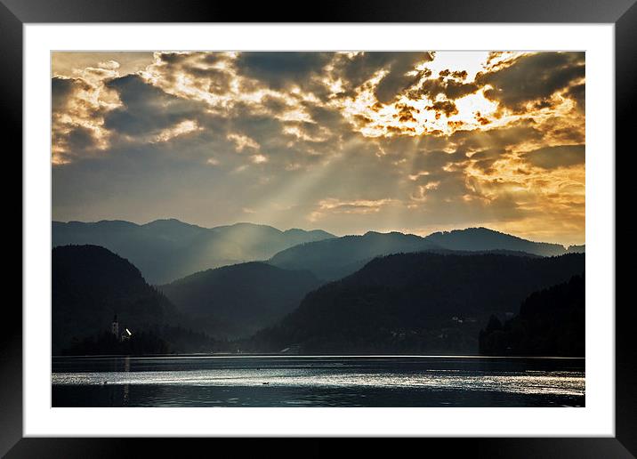 Angel rays over Lake Bled Framed Mounted Print by Ian Middleton