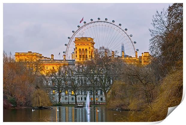 Westminster St. James Park & London Eye Print by mhfore Photography