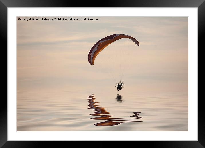Powered paraglider Framed Mounted Print by John Edwards