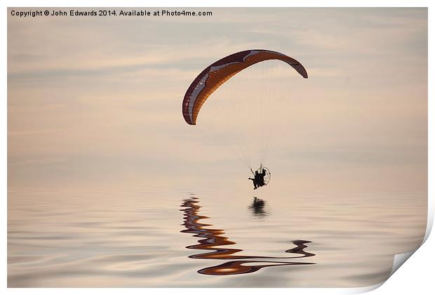 Powered paraglider Print by John Edwards