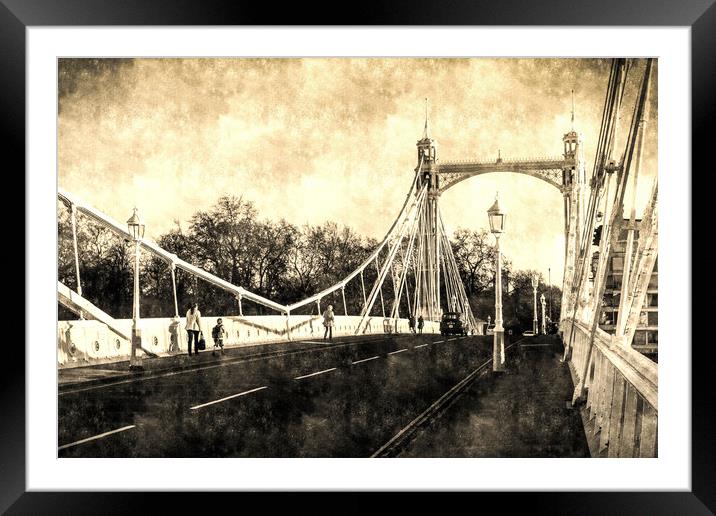 The Albert Bridge Vintage Framed Mounted Print by David Pyatt