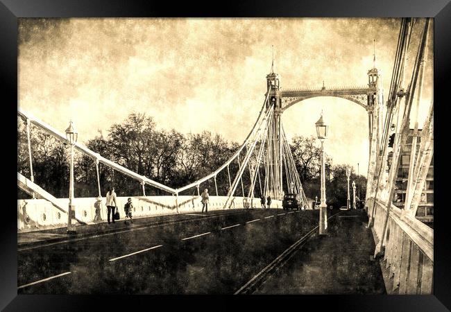 The Albert Bridge Vintage Framed Print by David Pyatt
