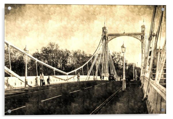 The Albert Bridge Vintage Acrylic by David Pyatt