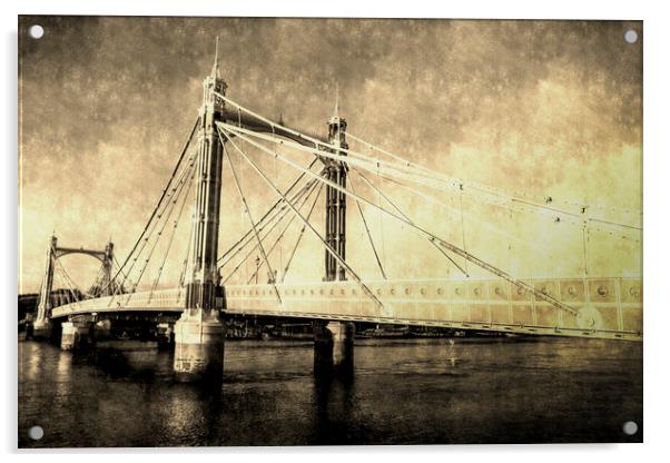 The Albert Bridge Vintage Acrylic by David Pyatt