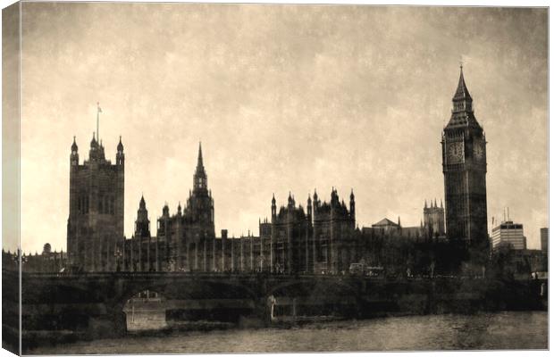 Westminster Vintage art Canvas Print by David Pyatt
