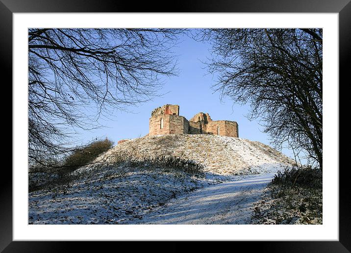 Stafford Castle in snow Framed Mounted Print by Diane Griffiths