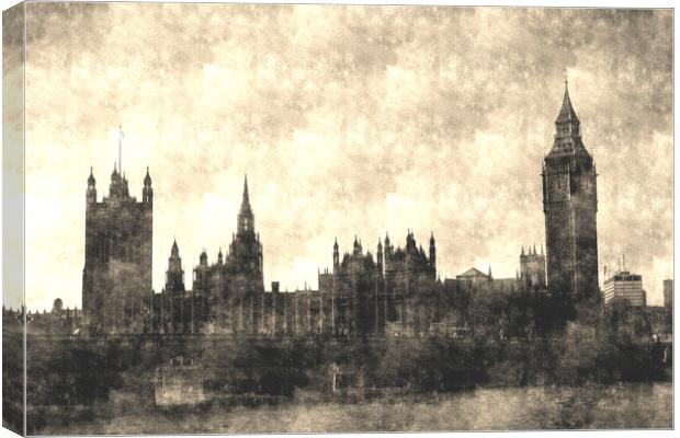 Westminster Vintage art Canvas Print by David Pyatt
