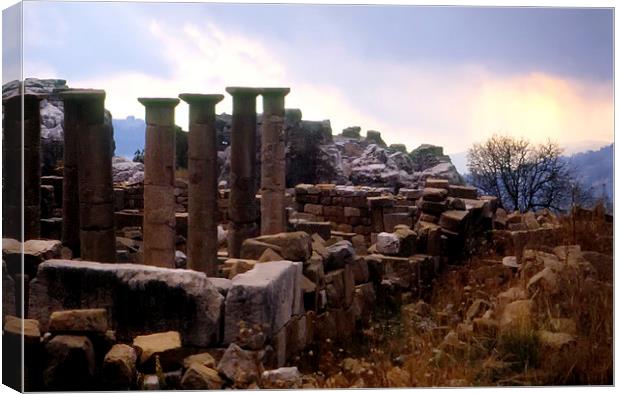The Roman Temples of Faqra Canvas Print by Jacqueline Burrell