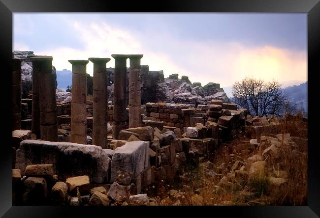 The Roman Temples of Faqra Framed Print by Jacqueline Burrell