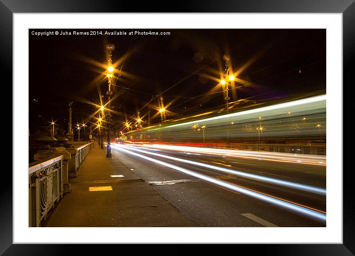Tram crossing the bridge Framed Mounted Print by Juha Remes