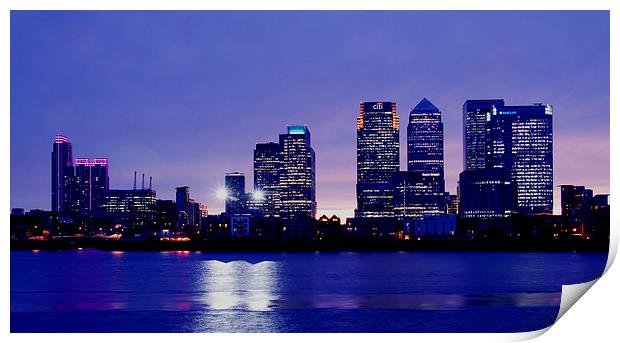 Docklands Canary Wharf sunset Print by David French