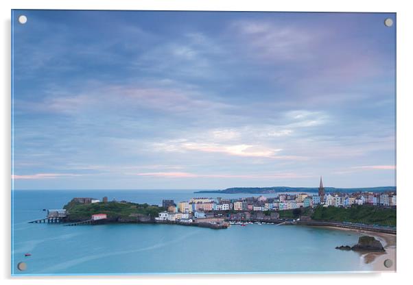 Last Light over Tenby as seen from across the bay Acrylic by Steve Hughes