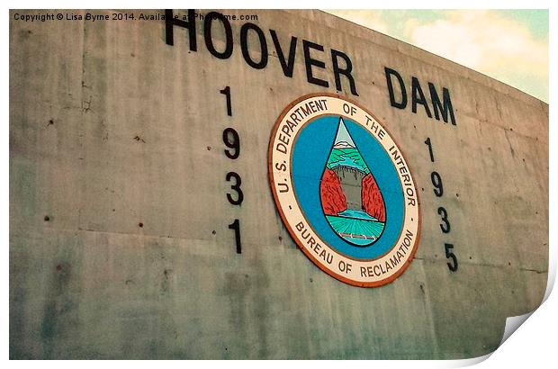 Hoover Dam Dated Sign Print by Lisa PB