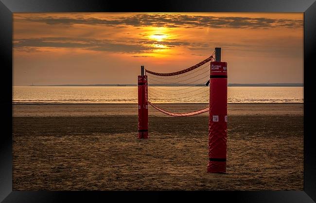 VOLLEYBALL SUNSET Framed Print by Dean Merry