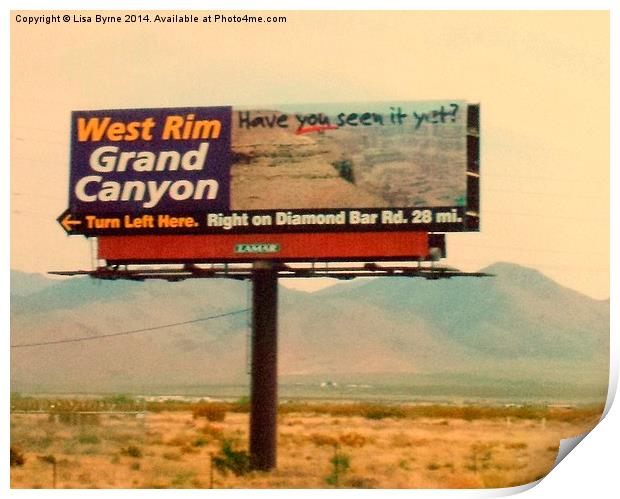 West Rim Grand Canyon Sign Print by Lisa PB