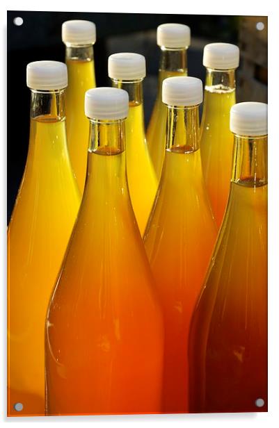 Apple juice in bottles Acrylic by Matthias Hauser