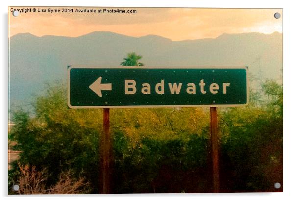 Badwater Signpost Acrylic by Lisa PB
