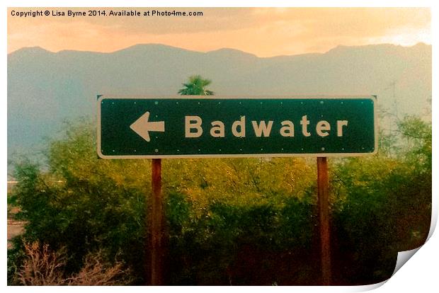 Badwater Signpost Print by Lisa PB