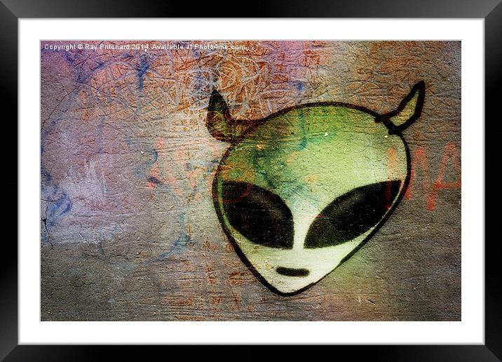 Alien Graffiti Framed Mounted Print by Ray Pritchard