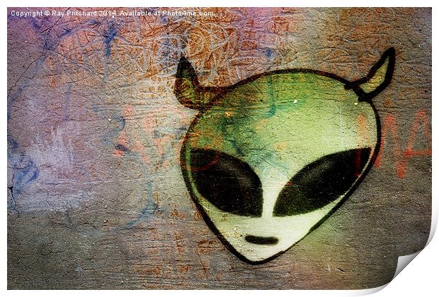 Alien Graffiti Print by Ray Pritchard