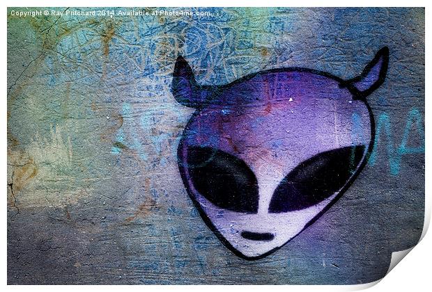 Alien Graffiti Purple Print by Ray Pritchard