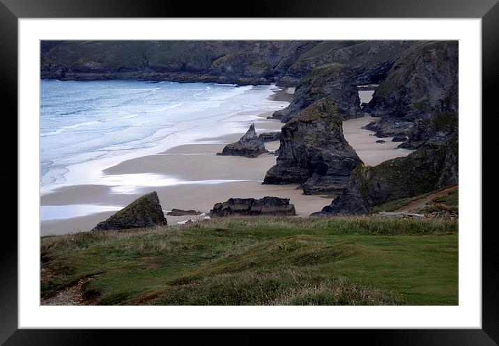 Bedruthan Steps, Newquay, Cornwall Framed Mounted Print by Sandra Sylvester