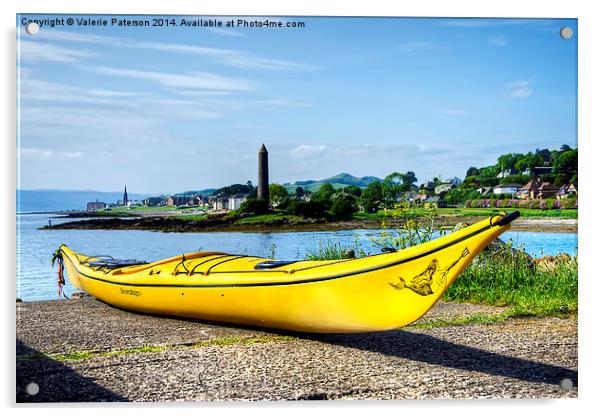 Yellow Kayak Acrylic by Valerie Paterson