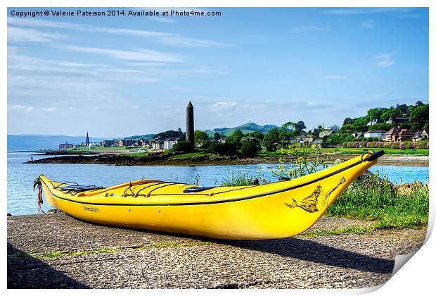 Yellow Kayak Print by Valerie Paterson