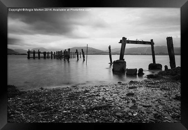 Port Bannatyne Wooden Pier Framed Print by Angie Morton