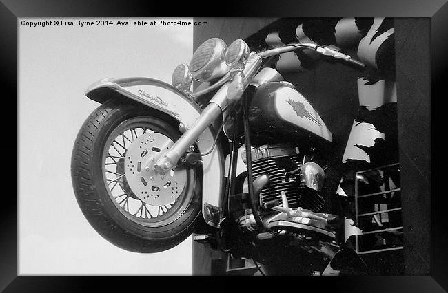 Black and White Motorbike Framed Print by Lisa PB