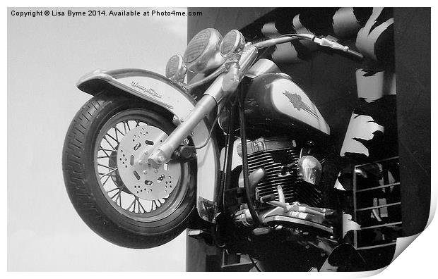 Black and White Motorbike Print by Lisa PB